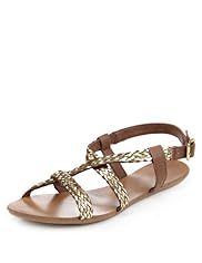 Leather Crossover Plaited Sandals