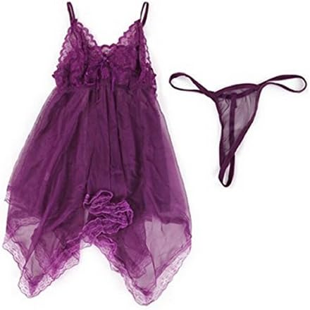 GAPX Sexy PURPLE babydoll Women Gown Lingerie Top Night-robe Backless