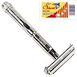 Parker 90R - Long Handle Butterfly Open Double Edge Safety Razor and 5 Shark Super Chrome Blades