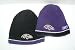 NFL Baltimore Ravens Youth Size Waffle Knit Reversible Beanie Hat Ski Skull Cap Lid Toque
