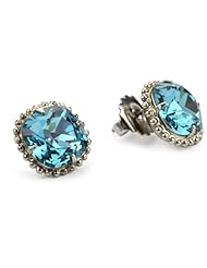Sorrelli "Salt Water" Cushion Cut Antique Silver-Tone Stud Earrings