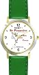 Habit 1 - Be Proactive (English Text) - DELUXE TWO-TONE WATCH from THE 7 HABITS - WATCH COLLECTION BY WATCHBUDDY&reg; - Arabic Numbers - Green Leather Strap-Size-Large ( Men's Size or Jumbo Women's Size )