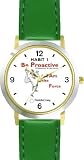 Habit 1 - Be Proactive (English Text) - DELUXE TWO-TONE WATCH from THE 7 HABITS - WATCH COLLECTION BY WATCHBUDDY&reg; - Arabic Numbers - Green Leather Strap-Size-Women's Size-Small