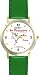 Habit 1 - Be Proactive (English Text) - DELUXE TWO-TONE WATCH from THE 7 HABITS - WATCH COLLECTION BY WATCHBUDDY&reg; - Arabic Numbers - Green Leather Strap-Size-Large ( Men's Size or Jumbo Women's Size )