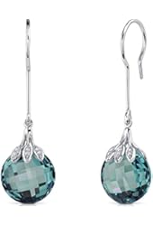 18.00 Carats Simulated Alexandrite Dangle Earrings Sterling Silver Double Sided Checker Cut