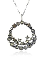 Sterling Silver Oxidized Marcasite Filigree Pendant Necklace, 18"