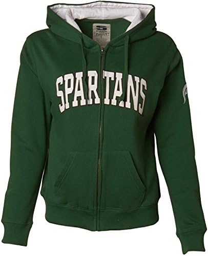 Michigan State Spartans Women's Twill Tailgate Full Zip Hoodie Sweater (Medium, Dark Green)