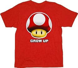 Nintendo Super Mario Grow Up Mushroom Red T-shirt Tee