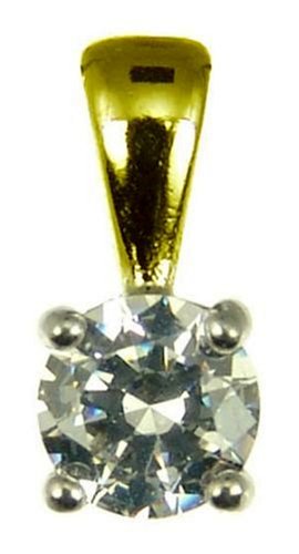 18ct Yellow Gold Ladies 1/2 Carat Solitaire 4 Claw Diamond Pendant 18" Curb