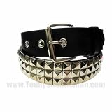 Mens Leather Silver Studded Belt Black