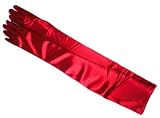 Adult 18" Long Red Over the Elbow Length Lycra Satin Gloves