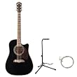 Oscar Schmidt by Washburn OG2CE Full Size Cutaway Acoustic Electric Guitar Combo with AB Gig Bag, Stand, and Strings - Black
