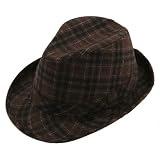 Wool Blend Plaid Fedora Hat - Brown W19S42D