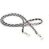 Goodlucky365 55" Shoulder Strap Cross-Body Light Gold Plated Chain Synthetic Leather Braid Replacement Shoulder Strap for DIY Bags Purses Handbags