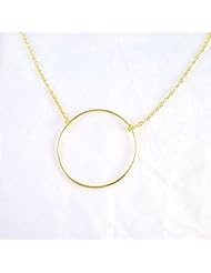 Gold-plated Sterling Silver Eternity Open Circle Necklace, Adjustable 16-18"