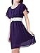 Allegra K Women Butterfly Sleeve Elastic Waist Belted Chiffon Short Dress