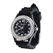 Geneva Platinum CZ Accented Silicone Watch, Small Face