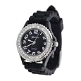 Geneva Platinum CZ Accented Silicone Watch