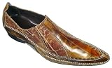 FIESSO BROWN/COGNAC POINTED TOE GENUINE LEATHER ITALIAN SHOES
