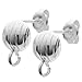 2 pcs 925 Sterling Silver Semicircular Corrugated Stud Post Earring Connector With Open Ring