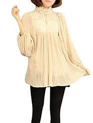 Long Sleeves Above the Knee Chiffon Pleated Stretchy Lace  Dress