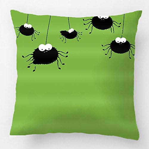 Ldj Cotton Polyester Sofa Chair Seat Square Throw Pillow Case Decorative Cushion Cover Pillowcase Design With Cute Hanging Halloween Spiders Custom Pillow Cover Print Double Side Sized 18X18 Inches
