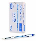 IMAGE OF Pentel Arts Slicci 0.25 mm Extra Fine Gel Pen, Blue Ink, Box of 12 (BG202-C)