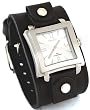 Nemesis #LBB025S Men's Square Premium Wide Leather Cuff Band Watch