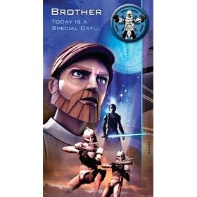 Star Wars Clone Wars - Brother Birthday Card With Badge