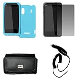 EMPIRE Black Leather Case Pouch with Belt Clip and Belt Loops + Light Blue  ....