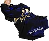NFL Baltimore Ravens Adult Comfy Throw, Officially Licensed Blanket with Sleeves by Northwest, "Smoke" Design