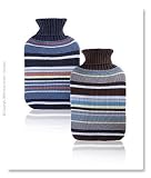 Fashy Knitted BLUE Striped Hot Water Bottle - Made in Germany