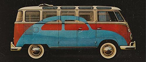 Volkswagen - VW Merchandise - Ceramic Coffee Mug / Cup (Red Camper Van / Bully / T1 & Blue VW Beetle / Bug)