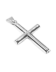 Classic Plain Sterling Silver Cross Crucifix Pendant Charm 2"
