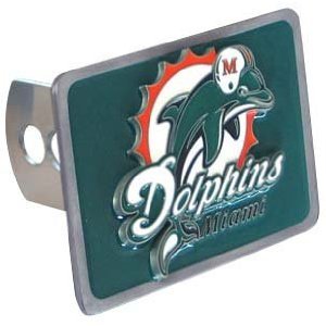 Miami Dolphins Large Zinc Trailer Hitch Cover - NFL Football Fan Shop Sports Team Merchandise