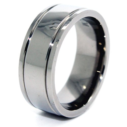 8mm Polished Grooved Classic Titanium Ring Men's Wedding Rings Men's Engagement Bands Designer Rings (Available in Whole & Half Sizes 5-15) (16) 8mm Polished Grooved Classic Titanium Ring Men's Wedding Rings Men's Engagement Bands Designer Rings (Available in Whole & Half Sizes 5-15) (16)