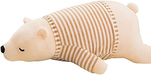 Lanshowed 27.5" Sleeping Polar Bear with Detachable Striped Shirt Soft Plush Toys - White