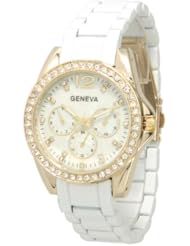 056 Geneva White Gold Boyfriend Chronograph Ladies Boyfriend Watch