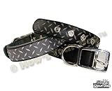 Glow-in-the-Dark 3D Diamond Tread Dog Collar - Black/Medium (13-18)