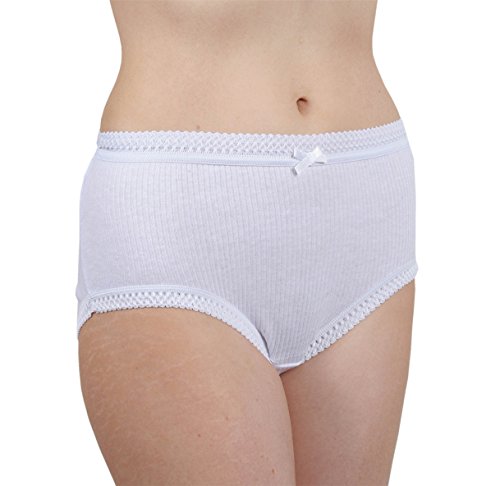 2COZEE 3 Pack Of Womens Underwear 1x1 Ribbed Full Briefs White, 5X Hips: 60"-62"