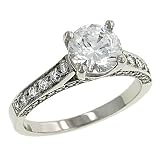 3 Sided Pave Diamond Engagement Ring .53cttw (CZ ctr)