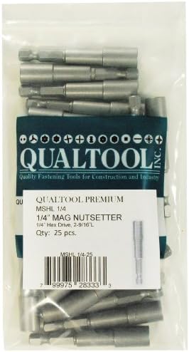 Qualtool Premium MSHL1/4-25 Magnetic 1/4-Inch Hex Long Nutsetter, 25-Pack