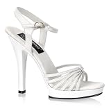 LIP 5 Inch Sexy White Sandals High Heel Shoes Mini Platform Shoe With Ankle Strap Leather Pleaser CLEARANCE