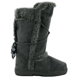 G52 New Ladies Grey Faux Fur Winter Snow Boots Sizes 3-8