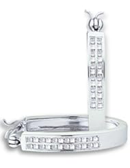 0.42CTW PRINCESS DIAMOND LADIES HOOPS EARRINGS