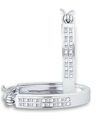 14KT White Gold 0.42 CTW Princess Diamond Ladies Hoops Earrings