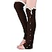 Tirain Women Knitted Flat Button Down Crochet Leg Warmers with Lace Trim FBA(Coffee)