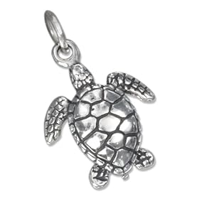STERLING SILVER THREE DIMENSIONAL SEA TURTLE CHARM