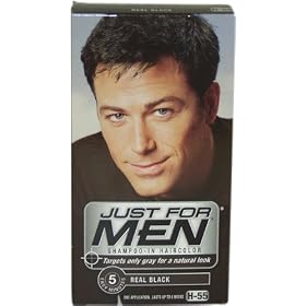 Just for Men Shampoo-In Hair Color, Real Black 55, 1 application Case of 3