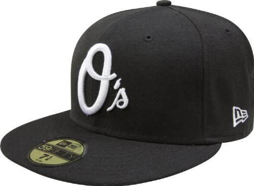 MLB Baltimore Orioles Black with White 59FIFTY Fitted Cap (7 1/4)